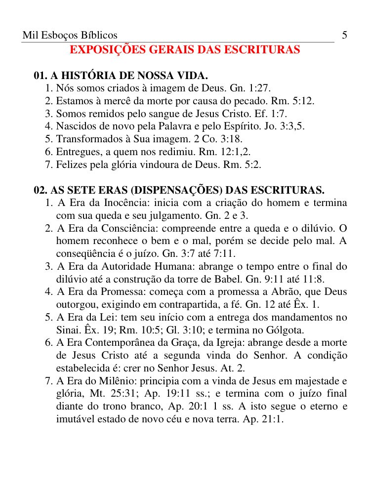 Exemplo de esboços bíblicos